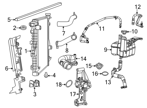 2019 Ram 2500 Radiator & Components Nut Diagram for 6507484AA