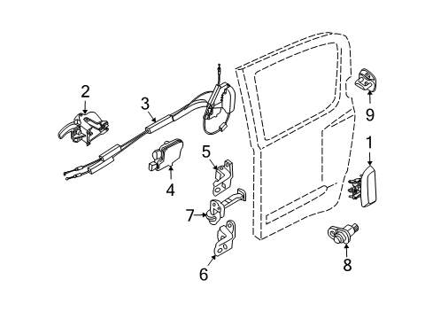 2007 Nissan Xterra Switches Rear Door Outside Handle Assembly Right Diagram for 82606-EA000