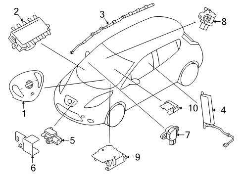 2012 Nissan Leaf Air Bag Components Sensor-Side AIRBAG Center Diagram for K8820-3NA0A