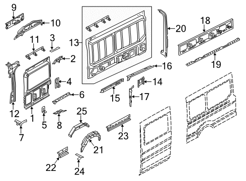 2018 Ford Transit-150 Inner Structure - Side Panel Rail Reinforcement Diagram for CK4Z-6127947-C