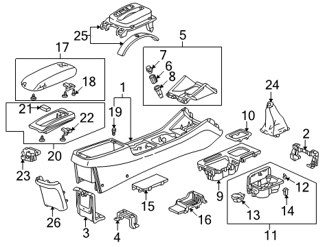 1998 Honda Accord Center Console Holder Assembly, Cup (Wood Grain) Diagram for 77230-S84-G01ZA