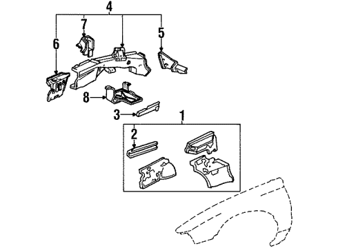 1990 Acura Legend Structural Components & Rails Bracket, Engine Support Diagram for 60831-SD4-670ZZ