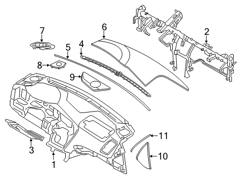 2015 Kia Optima Cluster & Switches, Instrument Panel Cover Assembly-Crash Pad Side Diagram for 847674U000UP
