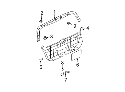 2008 Kia Sorento Interior Trim - Lift Gate Tail Gate Trim Grip Assembly Diagram for 817563E001CY