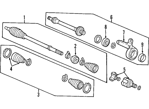 1998 Honda CR-V Front Axle Shafts & Joints, Drive Axles Driveshaft Set, Passenger Side Diagram for 44010-S10-A60