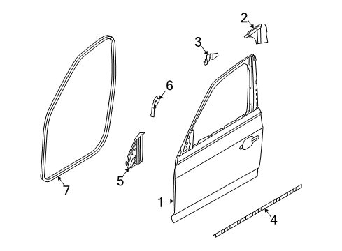 2004 BMW X3 Front Door Seal, Inner Left Mirror Triangle Diagram for 51163400323