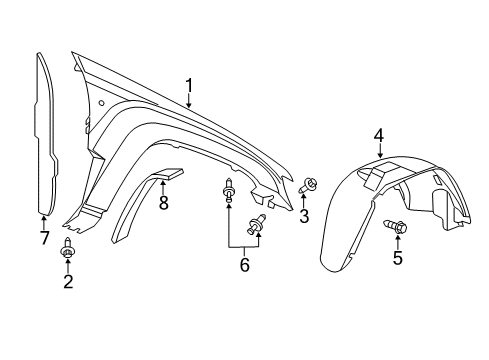 2007 Jeep Grand Cherokee Fender & Components Fender-Front Diagram for 55394450AB