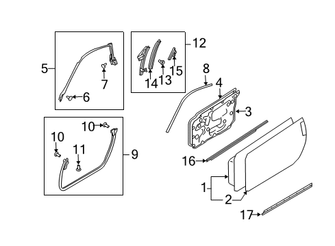 2003 Infiniti G35 Door & Components, Exterior Trim MOULDING Assembly - Front Door Outside, RH Diagram for 80820-AM810