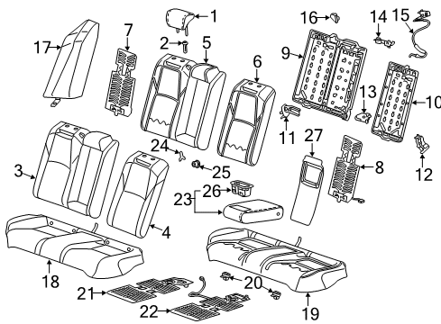 2020 Honda Accord Rear Seat Components Pad, Left Rear Seat-Back Diagram for 82527-TVC-A21