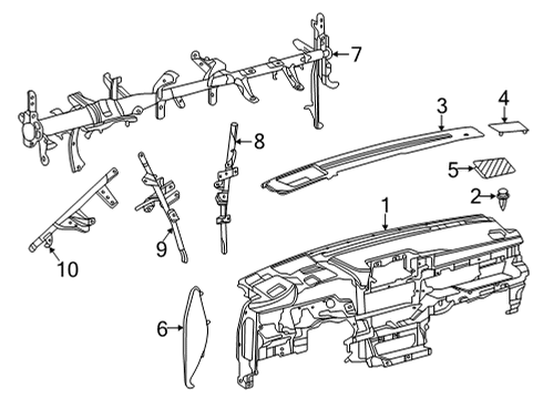 2022 Toyota Highlander Cluster & Switches, Instrument Panel Center Brace Diagram for 55306-0E100