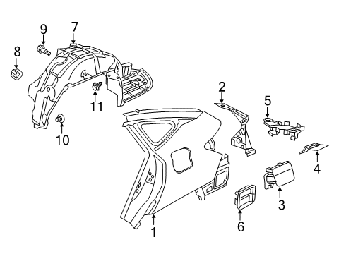 2019 Honda Clarity Fuel Door Fender Right, Rear Inner Diagram for 74551-TRT-A00