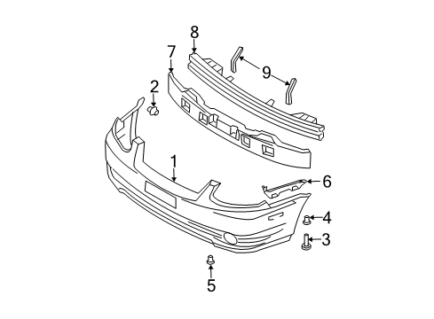 2005 Hyundai Accent Front Bumper Bracket Assembly-Front Bumper Side, RH Diagram for 86516-25600