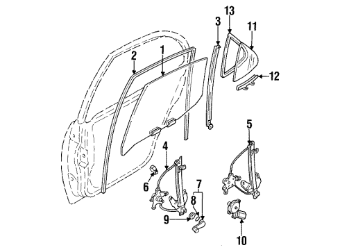 1997 Nissan Altima Rear Door Regulator Assy-Door Window, Rh Diagram for 82700-0E710