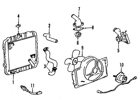 1995 Hyundai Scoupe Cooling System, Radiator, Water Pump, Cooling Fan Fitting-Water Outlet Diagram for 25611-22002