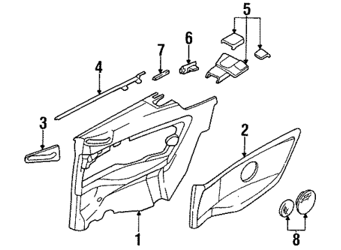 1992 BMW 318i Interior Trim - Quarter Panels Lateral Trim Panel Rear Left Diagram for 51438170299