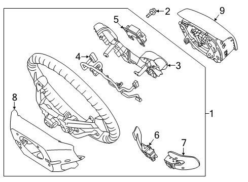 2020 Kia Cadenza Steering Column & Wheel, Steering Gear & Linkage Steering Wheel Assembly Diagram for 56110F6AJ0WK