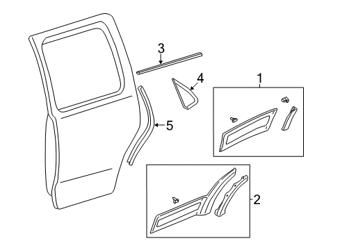 2003 Ford Escape Exterior Trim - Rear Door Belt Weatherstrip Diagram for 6L8Z-7825555-AA