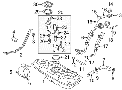 2012 Kia Rio Fuel Injection Band Assembly-Fuel Tank Diagram for 312111W000