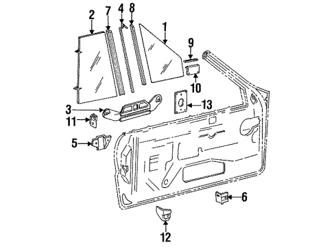 1992 Dodge Shadow Door - Glass & Hardware Motor-Assembly-Front Door Electrode Window Regulator Diagram for 4480313