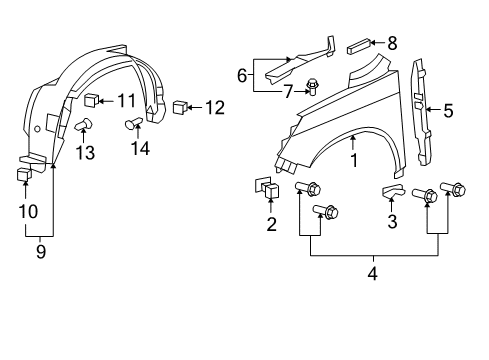 2008 Honda CR-V Fender & Components Fender Assembly, Right Front (Inner) Diagram for 74100-SXS-A00