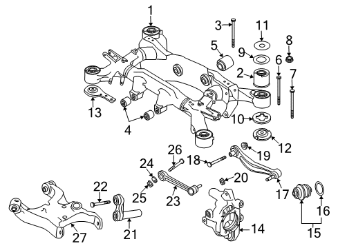 2003 BMW 760Li Rear Suspension Components, Lower Control Arm, Upper Control Arm, Ride Control, Stabilizer Bar Left Swing Part Diagram for 33326753107