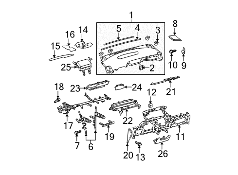 2013 Toyota Prius Instrument Panel Mount Bracket Diagram for 55306-47070