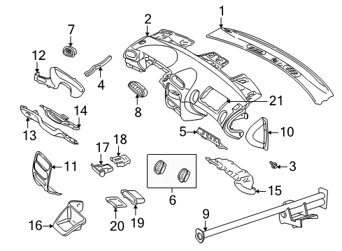 2003 Chrysler Concorde Instrument Panel Screw-HEXAGON FLANGE Head Diagram for 6504406