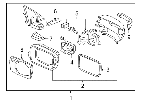 2005 Acura RL Mirrors Cover, Driver Side (Lower) (Lakeshore Silver Metallic) Diagram for 76254-SJA-A01ZG