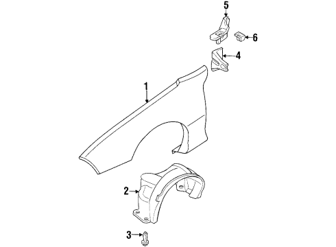 1993 Pontiac Firebird Fender & Components Liner-Front Wheelhouse Panel Diagram for 10296524