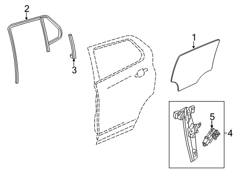 2021 Chevrolet Trax Front Door Fixed Glass Diagram for 95375248