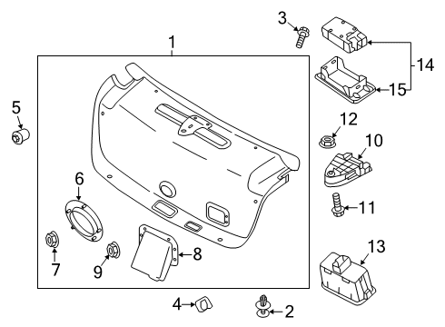2020 Genesis G80 Interior Trim - Trunk Cover-Tail Gate Emergency Handle Diagram for 81232-B1000-RRY