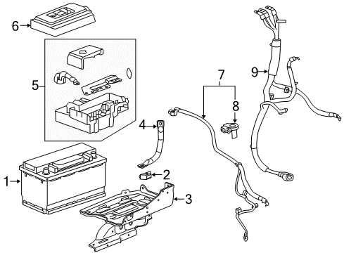 2016 Cadillac Escalade Battery Battery Tray Diagram for 84177367