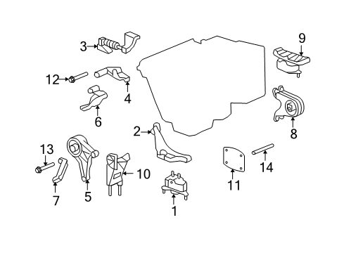 2008 Saturn Aura Engine & Trans Mounting Transmission Mount Bracket Diagram for 15912965