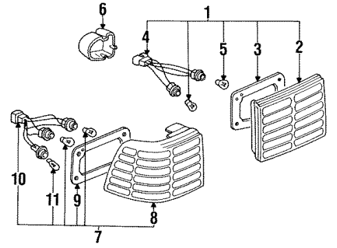 1992 Hyundai Scoupe Bulbs Pad-Rear Combination Inside Lamp Sealing Diagram for 92474-23000