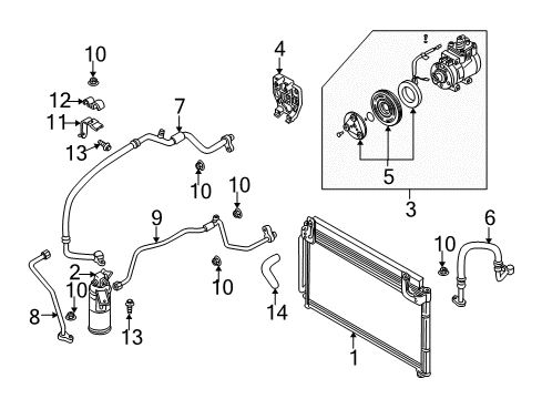 2001 Kia Rio Air Conditioner Low Return Hose Diagram for 0K30A61460F