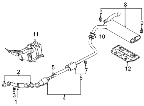 2022 Kia Seltos Exhaust Components Rear Muffler Assembly Diagram for 28710Q5210