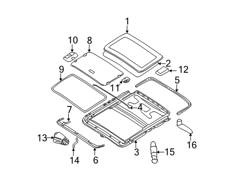 2003 BMW M3 Sunroof Circul.Sliding/Lifting Roof Cover Gasket Diagram for 54138218001