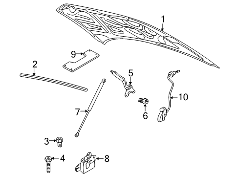 2000 Chrysler 300M Hood & Components Hood Latch Diagram for 4580730AG