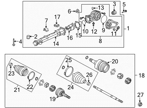 2015 Buick Enclave Axle & Differential - Rear Axle Shaft Assembly Diagram for 23219922