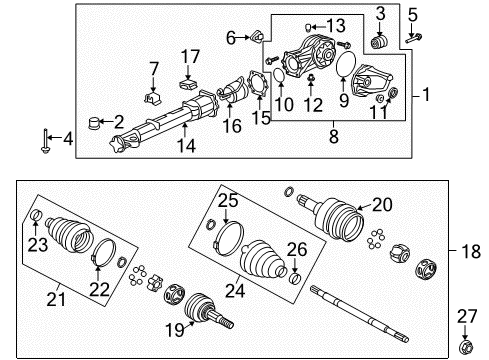 2015 Buick Enclave Axle & Differential - Rear Axle Shaft Assembly Diagram for 23219923