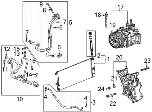 2020 Chevrolet Silverado 2500 HD A/C Condenser, Compressor & Lines Compressor Stud Diagram for 11547785