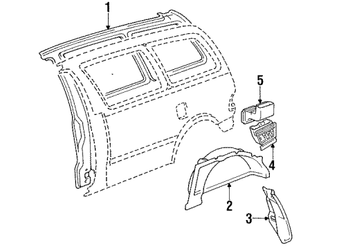 1994 Toyota Previa Inner Structure - Side Panel Extension Diagram for 61682-95D00