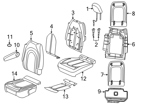 2019 Chrysler Pacifica Heated Seats Rear Stow Seat Back Cover Diagram for 6EC91LV5AA