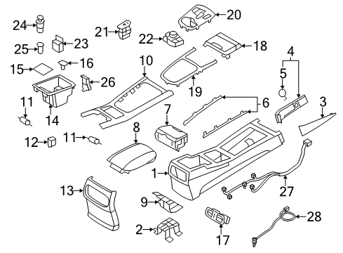 2012 Hyundai Genesis Center Console Tray-Floor Console Diagram for 84691-3M000