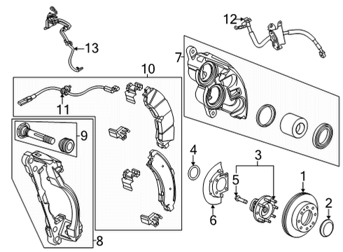 2020 GMC Sierra 3500 HD Front Brakes Caliper Diagram for 13529542