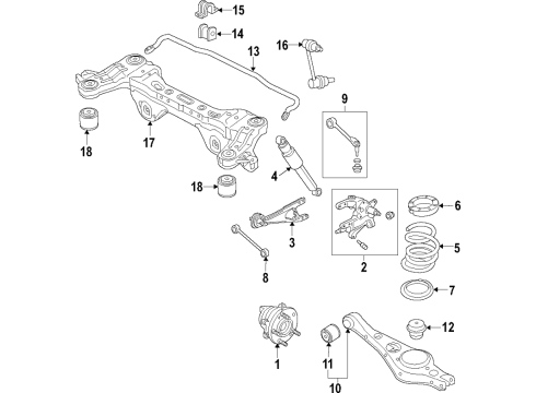 2020 Kia Sedona Rear Suspension Components, Lower Control Arm, Upper Control Arm, Stabilizer Bar Link Assembly-Rear Stabilizer Diagram for 55530A9000