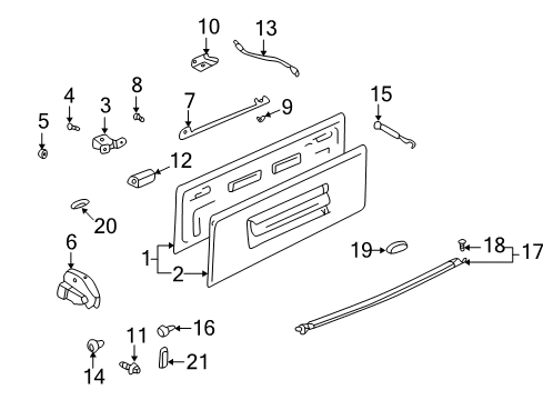 2002 Pontiac Aztek Tail Gate Hinge Asm-End Gate (End Gate Side) Diagram for 10301604