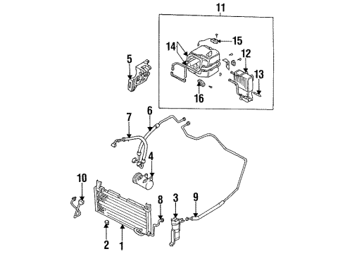 1987 Nissan Sentra Condenser, Compressor & Lines, Evaporator Components Hose-Flexible, Low Diagram for 92480-61A10