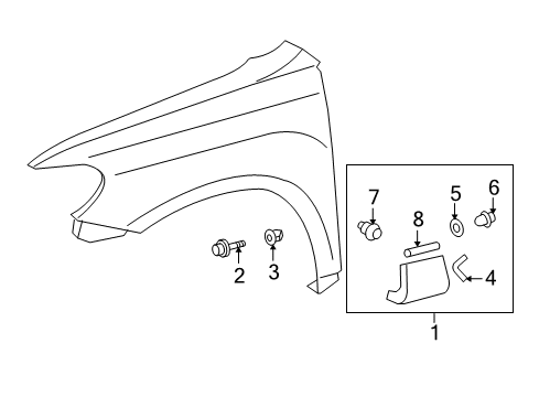 2011 Toyota Highlander Exterior Trim - Fender Molding Assembly Diagram for 75601-0E040