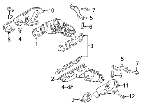 2019 Genesis G80 Exhaust Manifold Exhaust Manifold Catalytic Assembly, Right Diagram for 28510-3LAY0